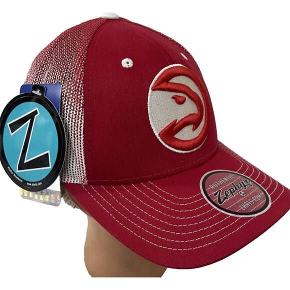 Zephyr Atlanta Hawks Logo Hat Cap Snapback Mesh Adjustable Red NBA NWT Red - Picture 1 of 6